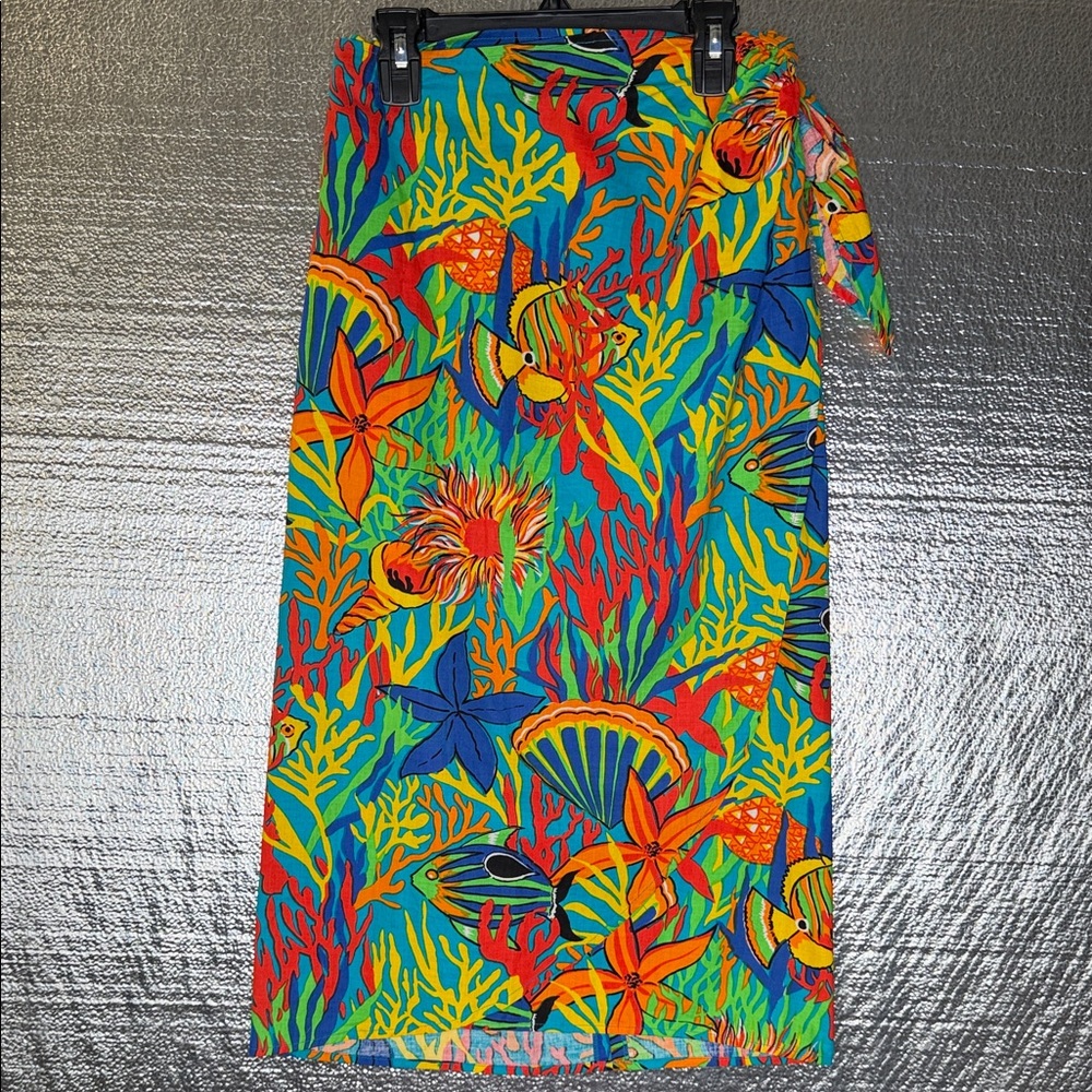 Vintage Vibrant Oceanic Print Swim Sarong